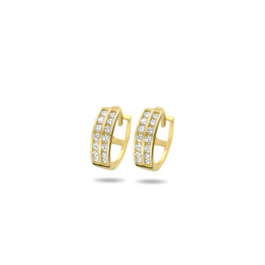 9k klapoorringen zirkonia 11,5 mm 9K geel kleurig