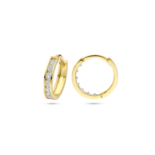 9k klapoorringen zirkonia 12,5 mm 9K geel kleurig - Afbeelding 3