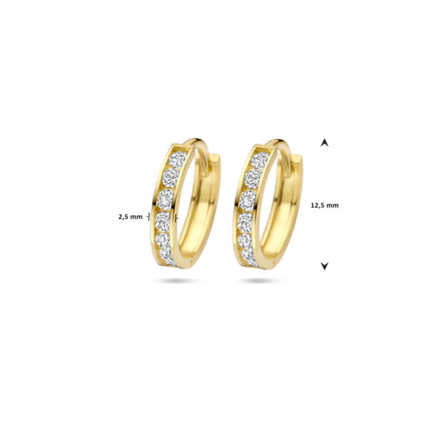 9k klapoorringen zirkonia 12,5 mm 9K geel kleurig - Afbeelding 4