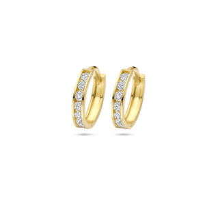 9k klapoorringen zirkonia 12,5 mm 9K geel kleurig