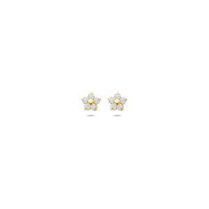 9k oorknoppen bloem zirkonia 4,3 mm 9K geel kleurig