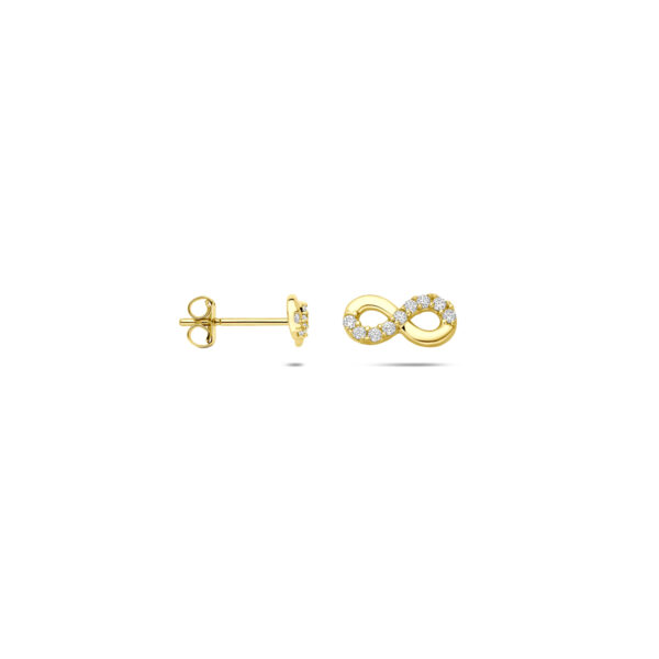 9k oorknoppen infinity zirkonia 4 mm 9K geel kleurig - Afbeelding 3