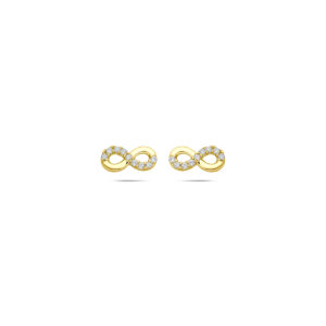 9k oorknoppen infinity zirkonia 4 mm 9K geel kleurig