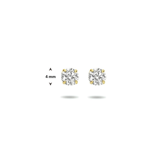 9k oorknoppen zirkonia 4 mm 9K geel kleurig - Afbeelding 4
