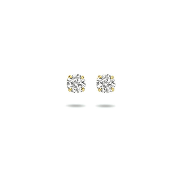 9k oorknoppen zirkonia 4 mm 9K geel kleurig