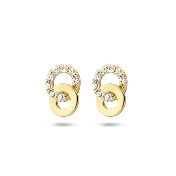 9k oorknoppen zirkonia 6,5 mm 9K geel kleurig