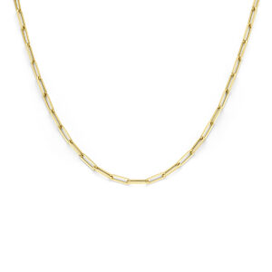 Collier paperclip vierkante buis 3,0 mm 45 cm 18K geelgoud