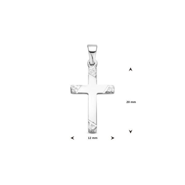 Hanger kruis gehamerd 20 mm zilver gerhodineerd - Afbeelding 4