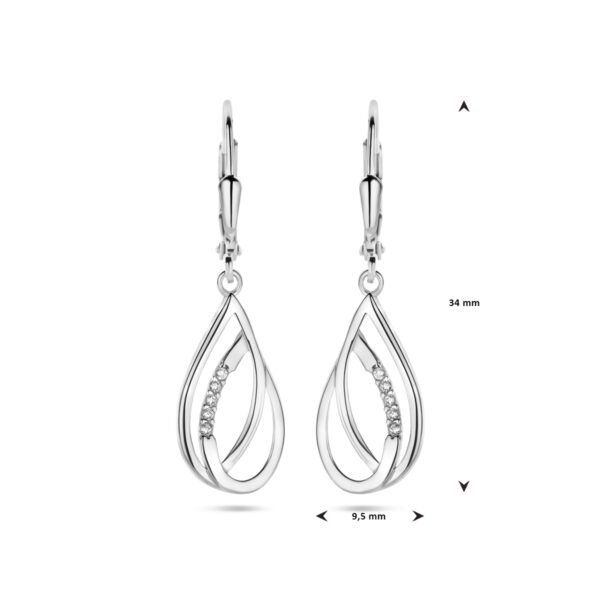 Oorhangers druppel zirkonia brisur haak 34 mm zilver gerhodineerd - Afbeelding 4