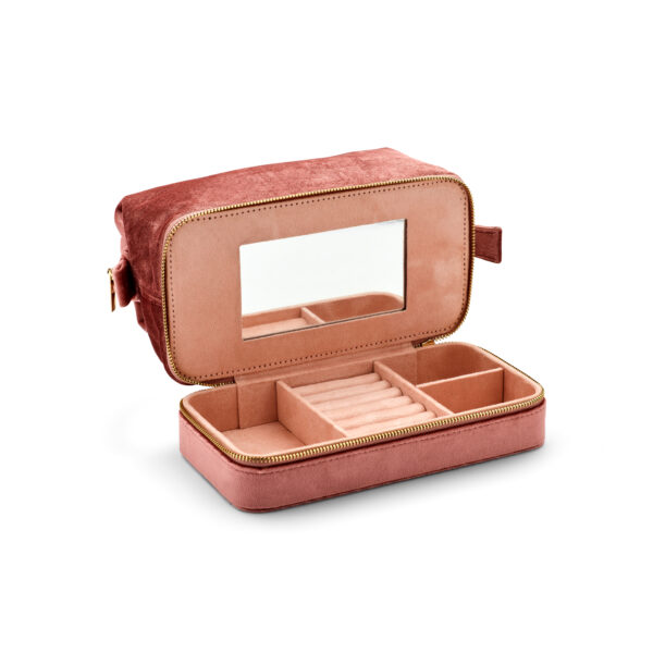 Sieradenbox soft 220 x 115 x 170 mm roze toebehoren - Afbeelding 2