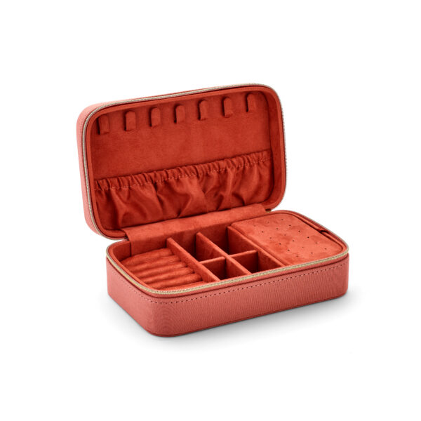 Sieradenbox soft peach velvet 183 x 113 x 60 mm toebehoren - Afbeelding 2