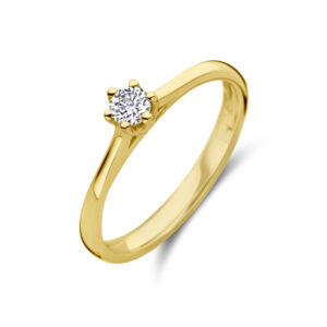 aanzoeksring diamant 0.15ct h si 14K geelgoud