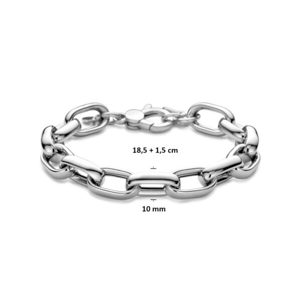 armband 10 mm 18,5 + 1,5 cm zilver gerhodineerd - Afbeelding 3