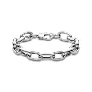 armband 10 mm 18,5 + 1,5 cm zilver gerhodineerd