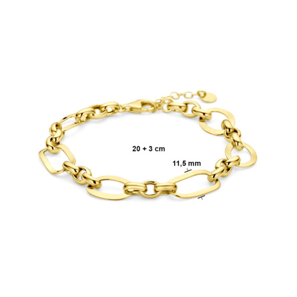 armband 11,5 mm 20 + 3 cm 3 micron zilver verguld (geel) - Afbeelding 3