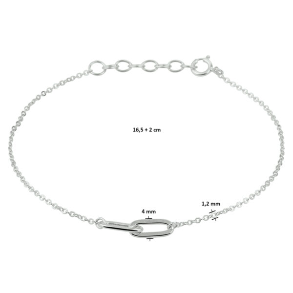 armband 1,2 mm 16,5 + 2 cm zilver gerhodineerd - Afbeelding 3