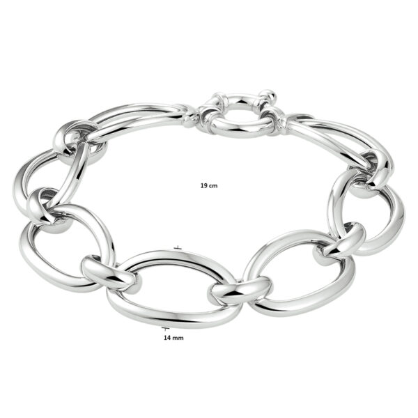 armband 14 mm met groot springslot zilver gerhodineerd - Afbeelding 3