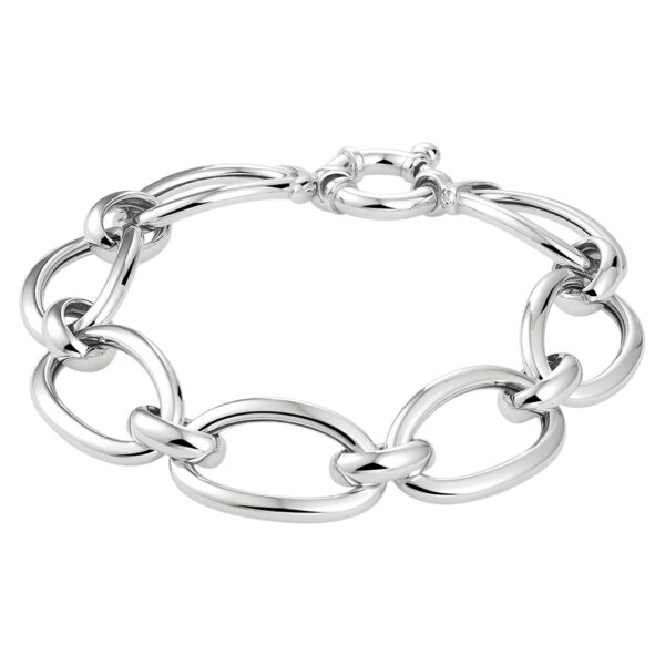 armband 14 mm met groot springslot zilver gerhodineerd