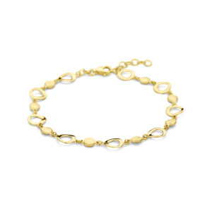 armband 17 + 2 cm poli/mat 14K geelgoud
