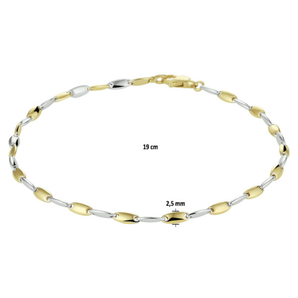 armband 19 cm 14K bicolor goud geel/wit - Afbeelding 3