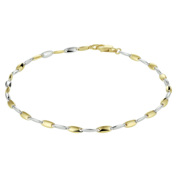 armband 19 cm 14K bicolor goud geel/wit