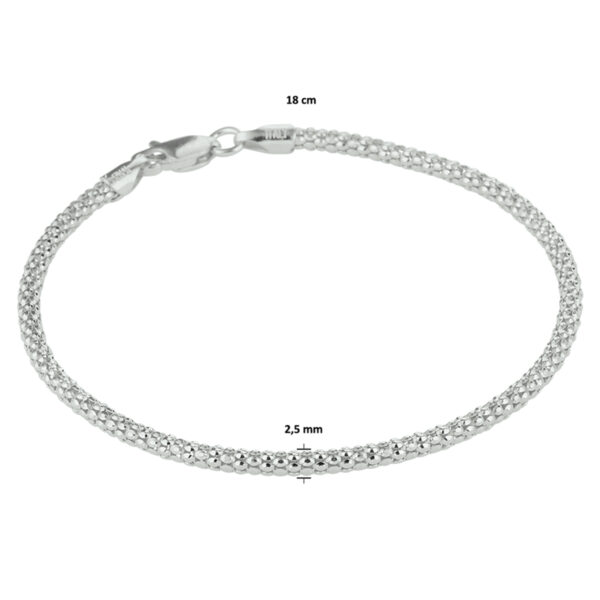 armband 2,5 mm 18 cm zilver gerhodineerd - Afbeelding 3