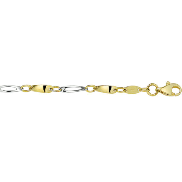 armband 2,5 mm 19 cm 14K bicolor goud geel/wit