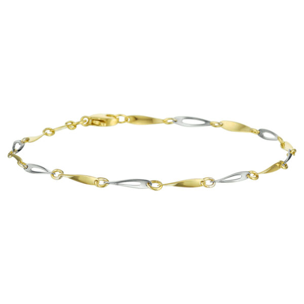 armband 2,5 mm 19 cm 14K bicolor goud geel/wit