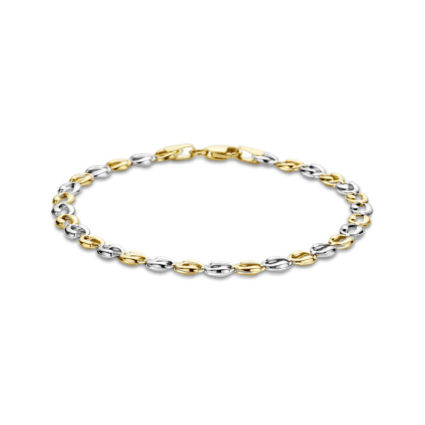 armband 4,5 mm 19 cm 14K bicolor goud geel/wit