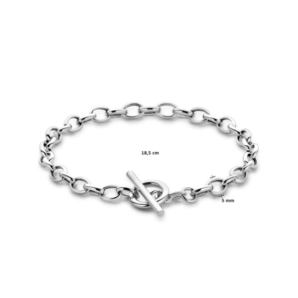 armband 5 mm 18,5 cm kapittelslot zilver gerhodineerd - Afbeelding 3