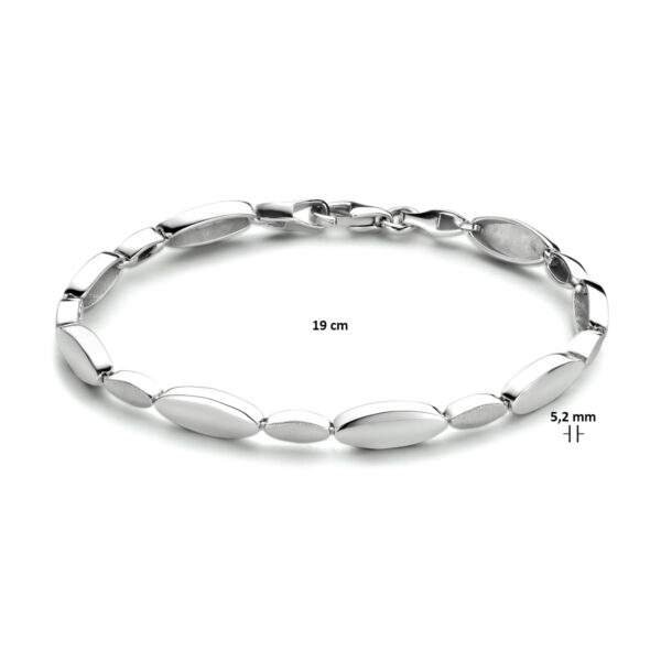 armband 5,2 mm 19 cm poli/mat zilver gerhodineerd - Afbeelding 3