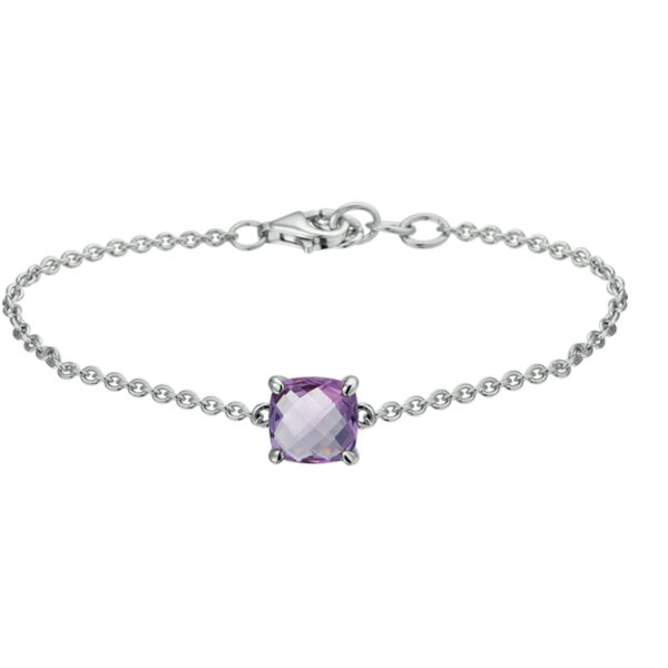 armband amethist 16 + 2 cm zilver gerhodineerd