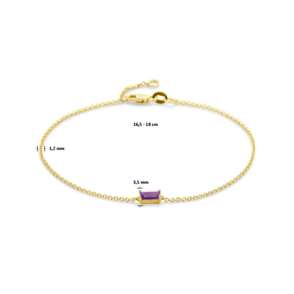 armband amethist 16,5 - 18 cm 14K geelgoud - Afbeelding 3