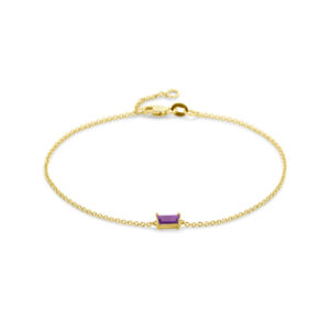armband amethist 16,5 - 18 cm 14K geelgoud