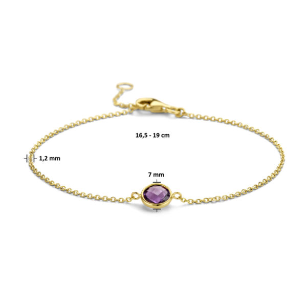 armband amethist 16,5 - 19 cm 14K geelgoud - Afbeelding 3