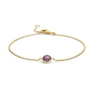 armband amethist 16,5 - 19 cm 14K geelgoud