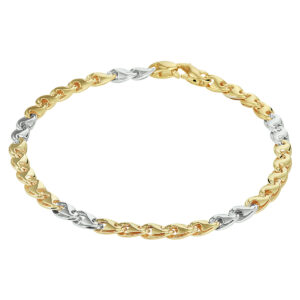 armband anker 4,3 mm 14K bicolor goud geel/wit