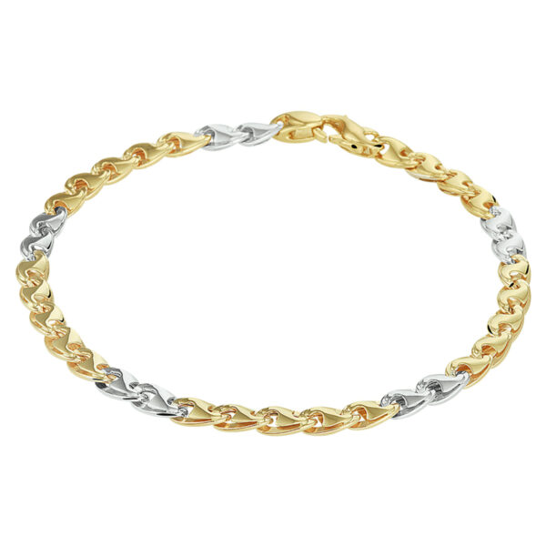 armband anker 4,3 mm 14K bicolor goud geel/wit