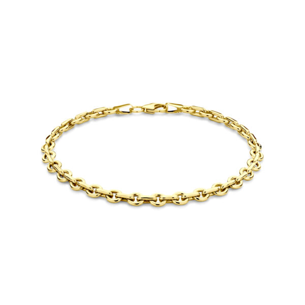 armband anker 4,5 mm 19 cm Silgold (geel met zilverkern)