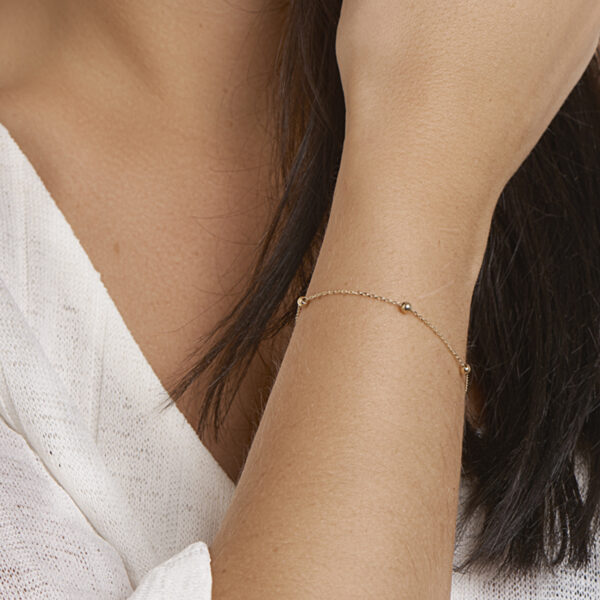 armband anker en bolletjes 1,0 mm 17,5 - 18,5cm 14K geelgoud - Afbeelding 2