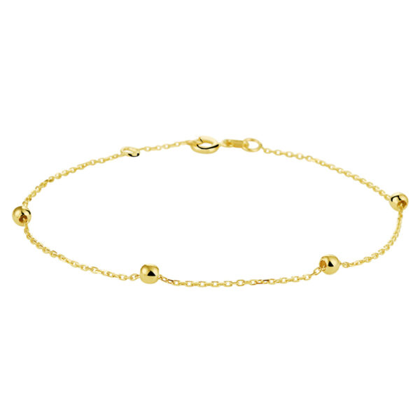 armband anker en bolletjes 1,0 mm 17,5 - 18,5cm 14K geelgoud