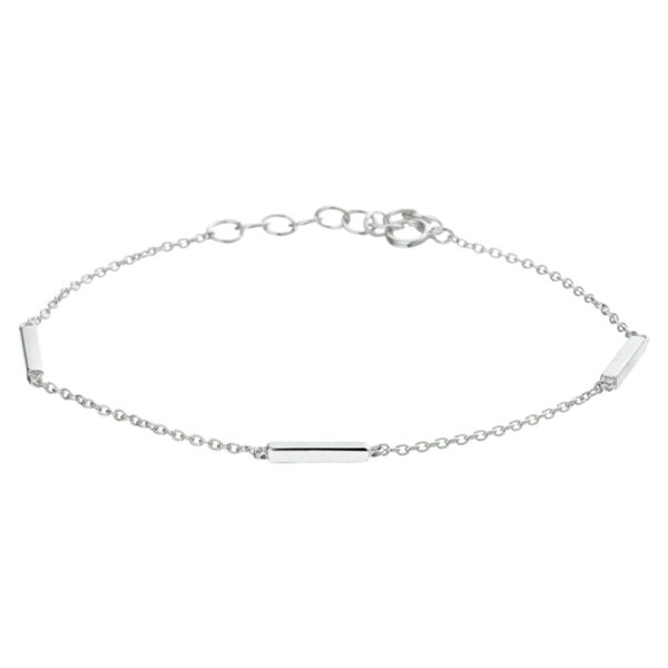 armband balkje 16 + 3 cm zilver gerhodineerd