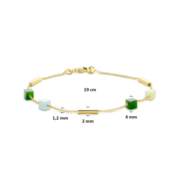 armband blauw en groen kwartsiet 19 cm 14K geelgoud - Afbeelding 3