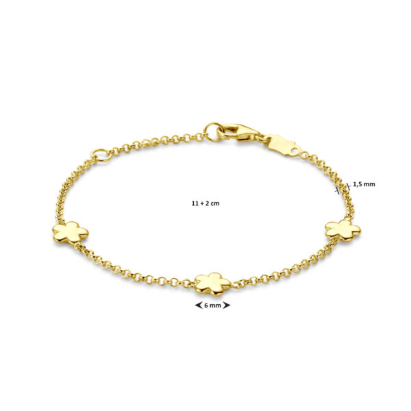 armband bloem 11 - 13 cm 14K geelgoud - Afbeelding 3