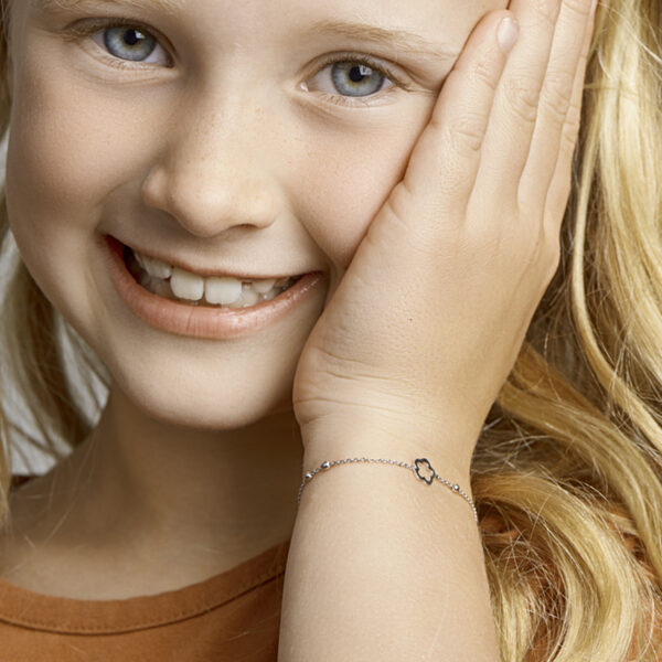 armband bloem 13 + 3 cm zilver gerhodineerd - Afbeelding 2