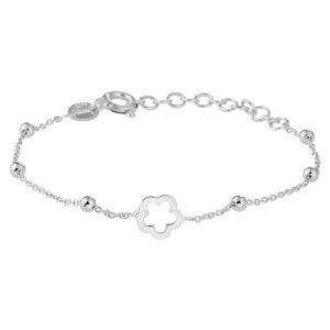 armband bloem 13 + 3 cm zilver gerhodineerd