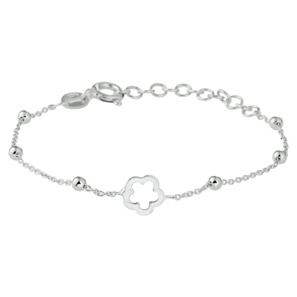armband bloem 13 + 3 cm zilver gerhodineerd
