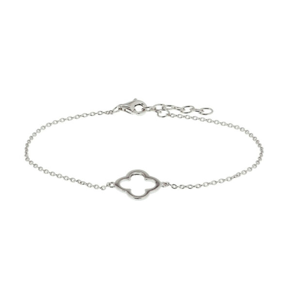 armband bloem 16,5 + 2,5 cm zilver gerhodineerd