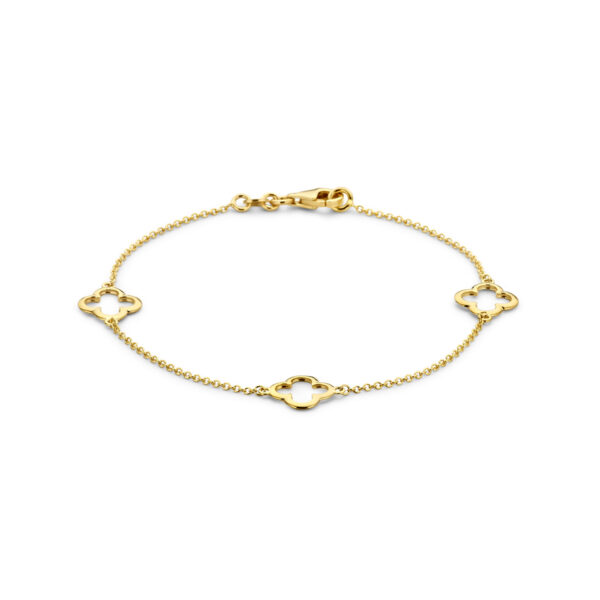 armband bloem 19 cm 14K geelgoud