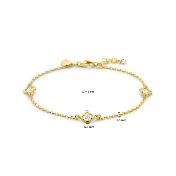 armband bloem zirkonia 17 + 2 cm 3 micron zilver verguld (geel) - Afbeelding 3